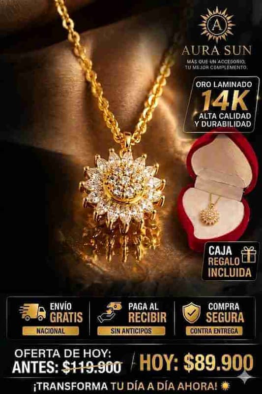 AURA SUN 🌻✨ COLLAR GIRATORIO + CAJA DE LUJO 🎁 | ENVÍO GRATIS 🚚💨 PAGA AL RECIBIR 💵