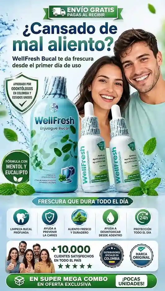Trio de Limpieza Bucal Profunda Wellfresh Bucal + EBOOK DE REGALO y  Envio gratis y Pagas al Recibir en Oferta